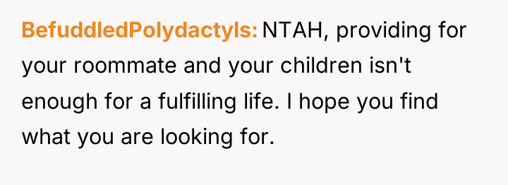 BefuddledPolydactyls NTAH, providing for your roommate and your children isn't...