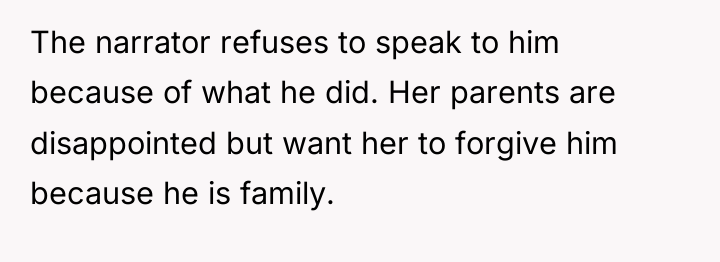 The narrator refuses to speak to him because of what...