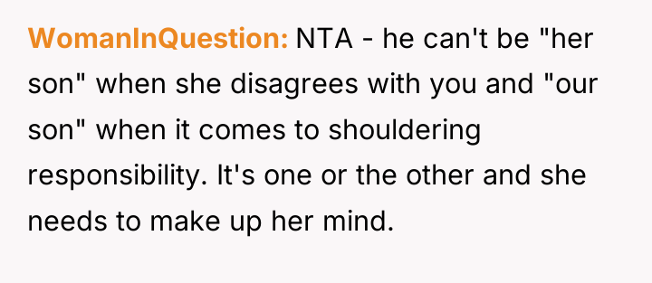 WomanInQuestion NTA - he can't be "her son" when she...