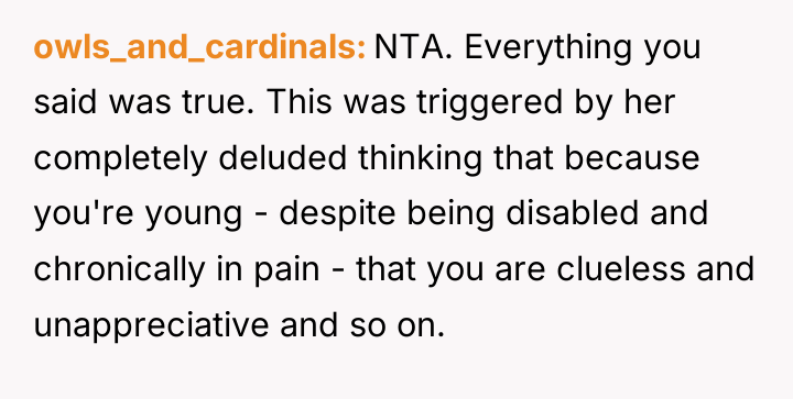 owls_and_cardinals NTA. Everything you said was true. This was triggered...