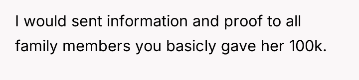 I would sent information and proof to all family members...
