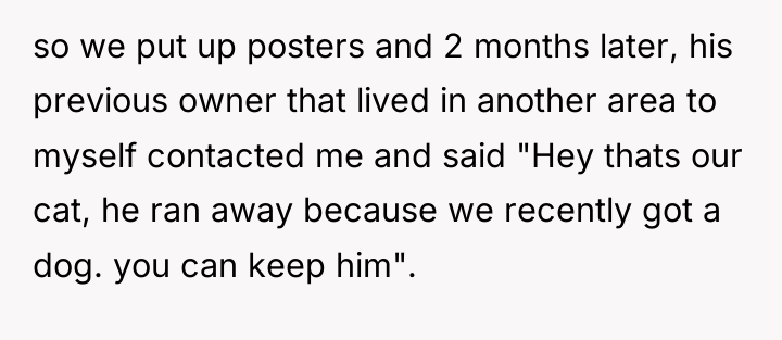 so we put up posters and 2 months later, his...