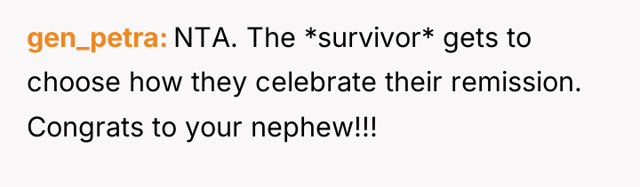 gen_petra NTA. The *survivor* gets to choose how they celebrate...