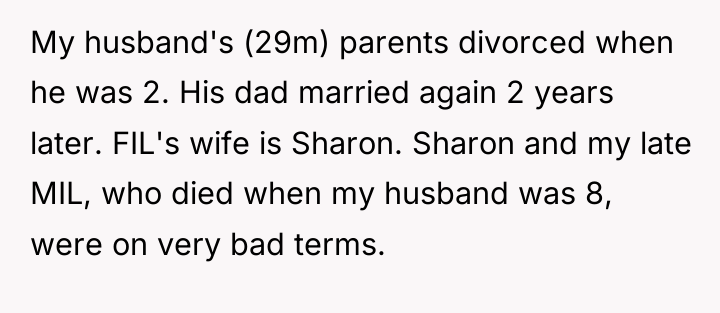 My husband's (29m) parents divorced when he was 2. His...