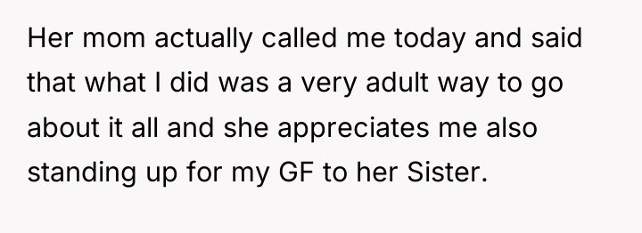 Her mom actually called me today and said that what...