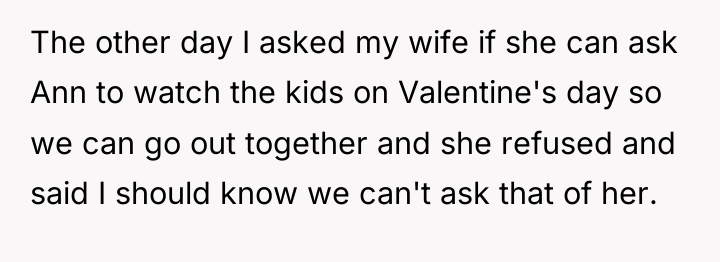 The other day I asked my wife if she can...