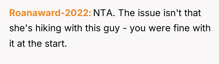 Roanaward-2022 NTA. The issue isn't that she's hiking with this...