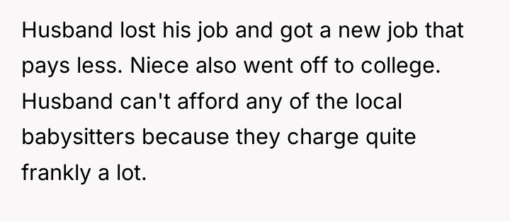 Husband lost his job and got a new job that...