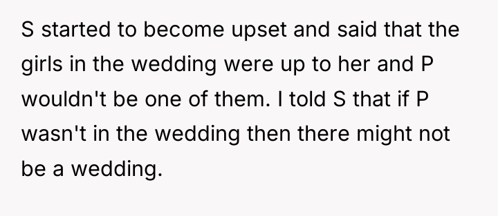 S started to become upset and said that the girls...