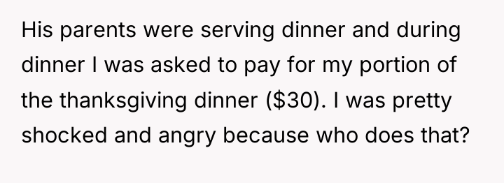 His parents were serving dinner and during dinner I was...