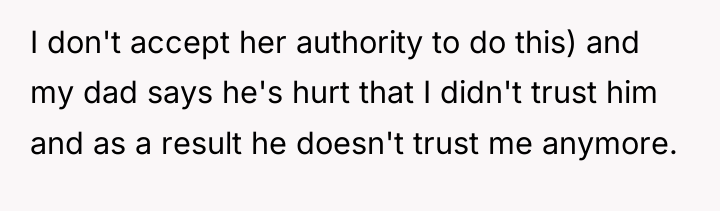 I don't accept her authority to do this) and my...