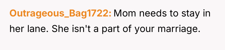 Outrageous_Bag1722 Mom needs to stay in her lane. She isn't...