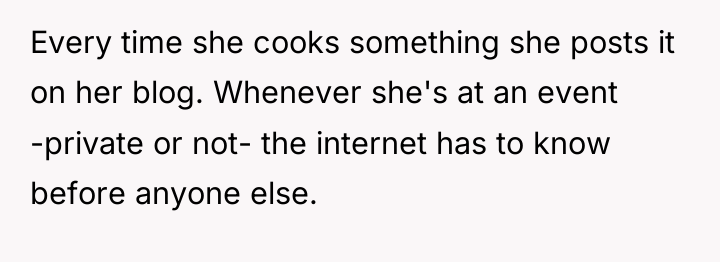 Every time she cooks something she posts it on her...