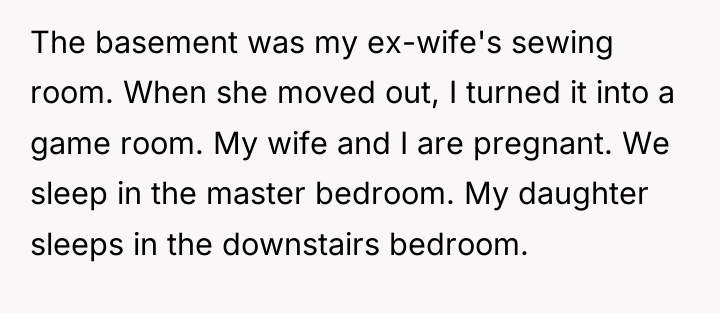 The basement was my ex-wife's sewing room. When she moved...