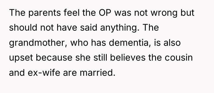 The parents feel the OP was not wrong but should...