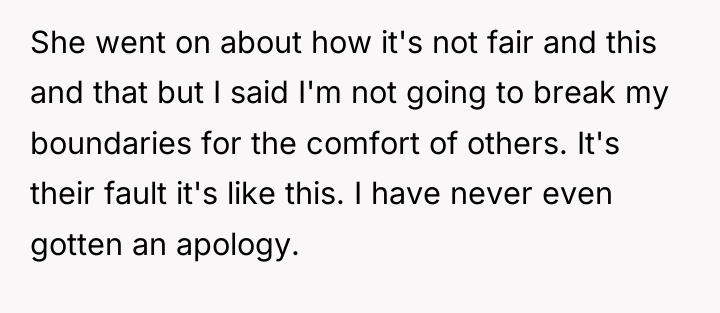 She went on about how it's not fair and this...