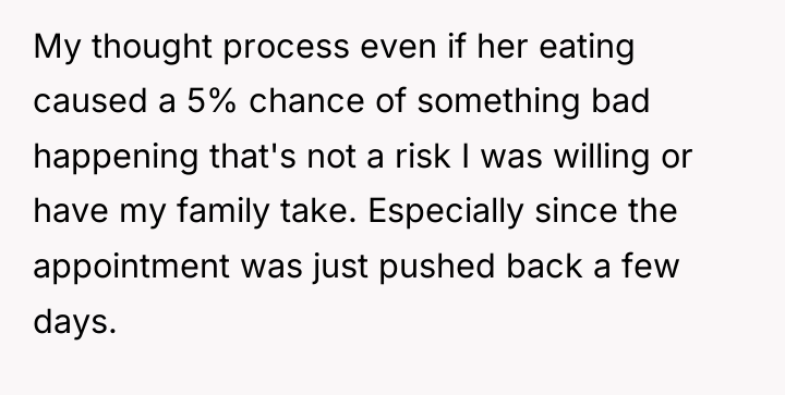 My thought process even if her eating caused a 5%...