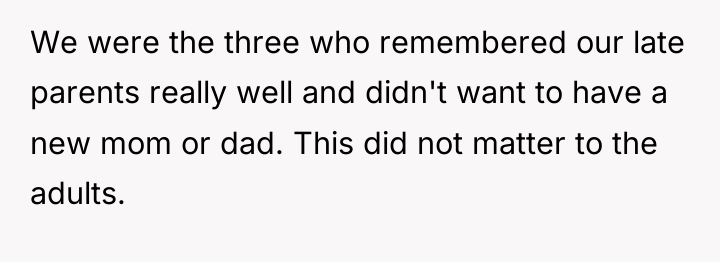 We were the three who remembered our late parents really...