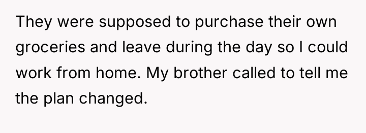 They were supposed to purchase their own groceries and leave...