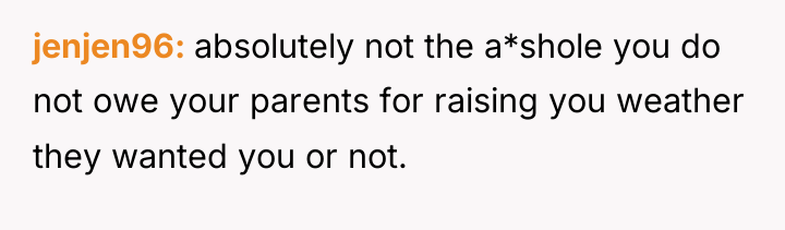 jenjen96 absolutely not the a*shole you do not owe your...