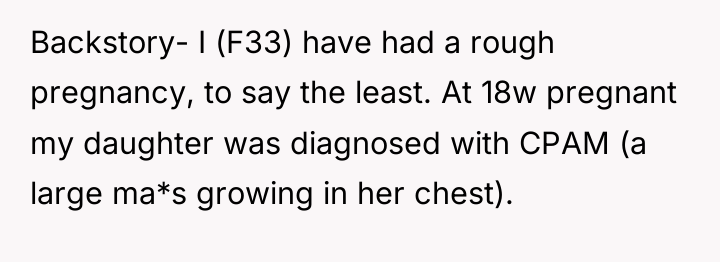 Backstory- I (F33) have had a rough pregnancy, to say...