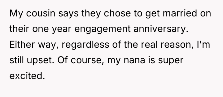 My cousin says they chose to get married on their...