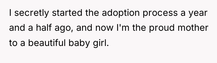 I secretly started the adoption process a year and a...