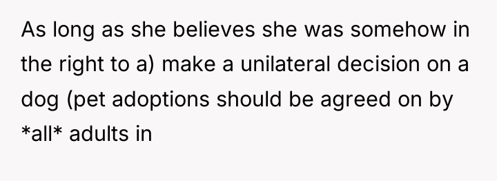 As long as she believes she was somehow in the...