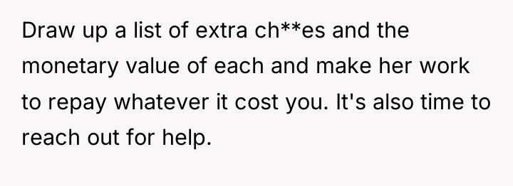 Draw up a list of extra ch**es and the monetary...