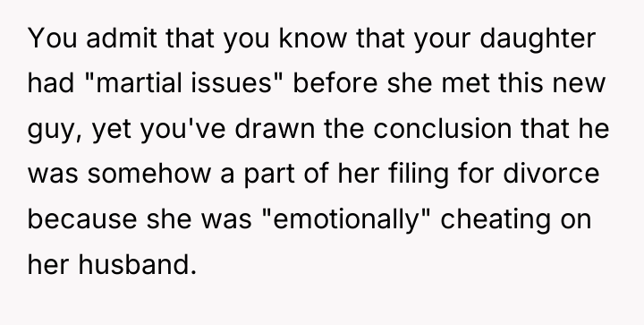 You admit that you know that your daughter had "martial...