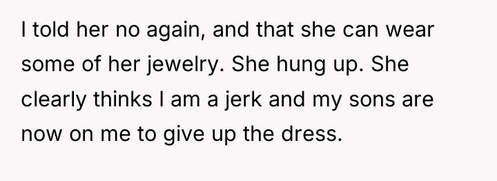 I told her no again, and that she can wear...