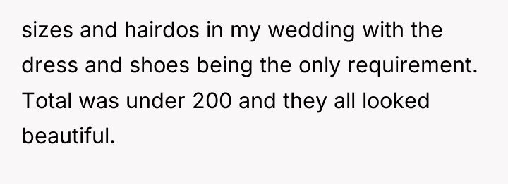 sizes and hairdos in my wedding with the dress and...