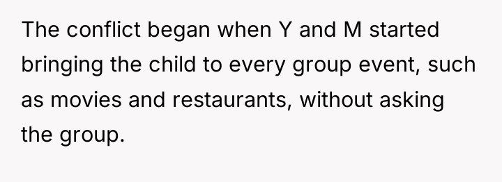 The conflict began when Y and M started bringing the...