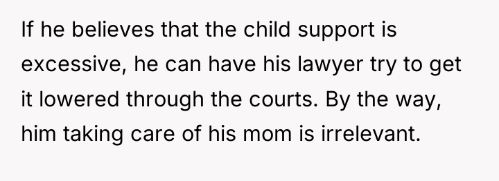 If he believes that the child support is excessive, he...
