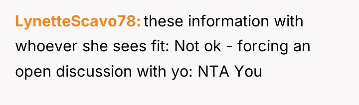 LynetteScavo78 these information with whoever she sees fit: Not ok...