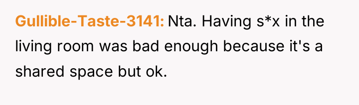 Gullible-Taste-3141 Nta. Having s*x in the living room was bad...