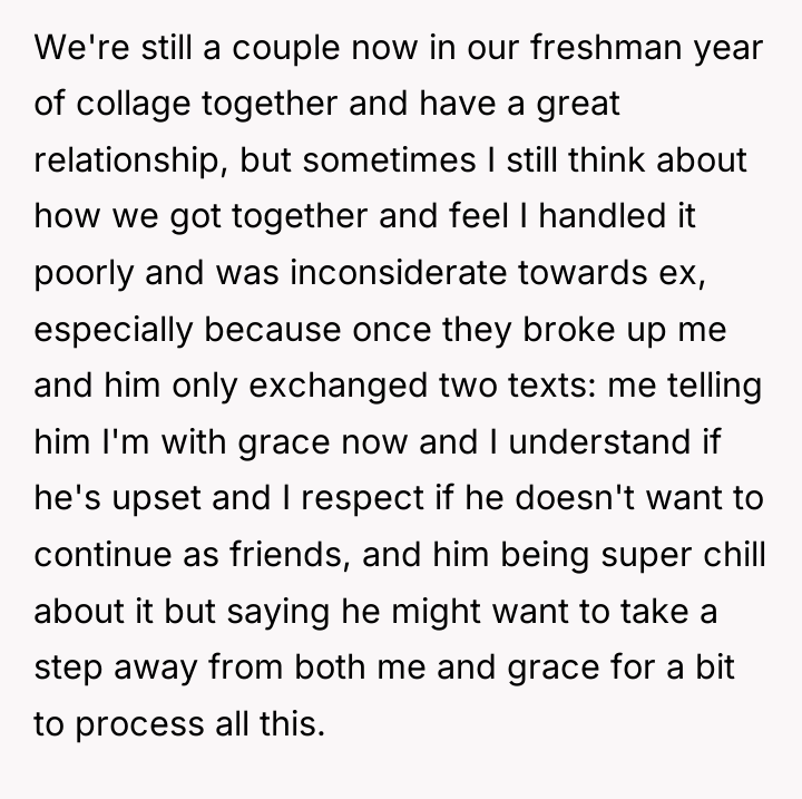 We're still a couple now in our freshman year of...