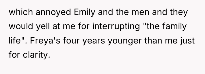 which annoyed Emily and the men and they would yell...