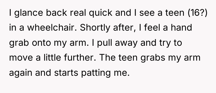 I glance back real quick and I see a teen...