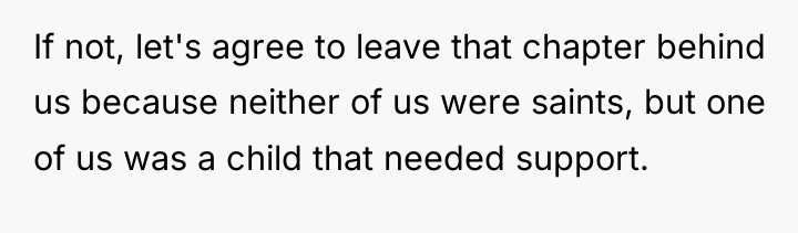 If not, let's agree to leave that chapter behind us...