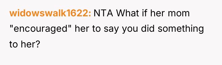 widowswalk1622 NTA What if her mom "encouraged" her to say...