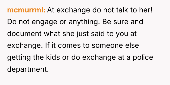 mcmurrml At exchange do not talk to her! Do not...