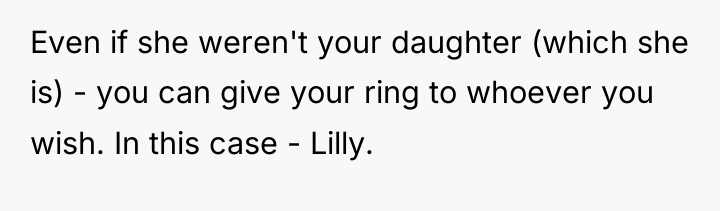 Even if she weren't your daughter (which she is) -...
