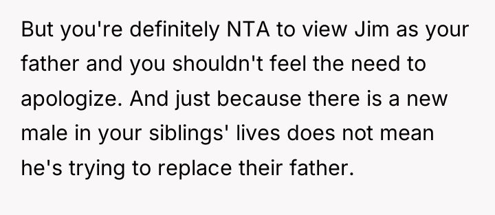 But you're definitely NTA to view Jim as your father...
