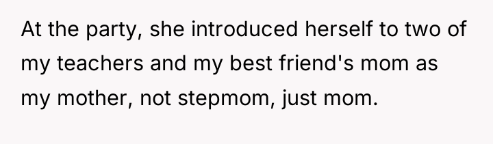At the party, she introduced herself to two of my...