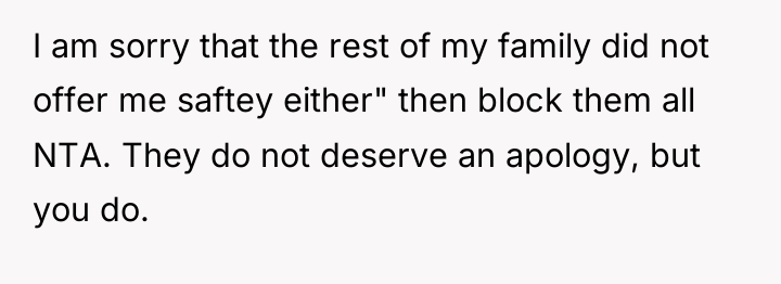 I am sorry that the rest of my family did...