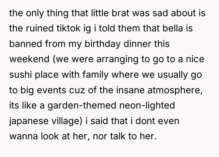 the only thing that little brat was sad about is...