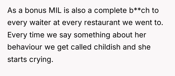 As a bonus MIL is also a complete b**ch to...