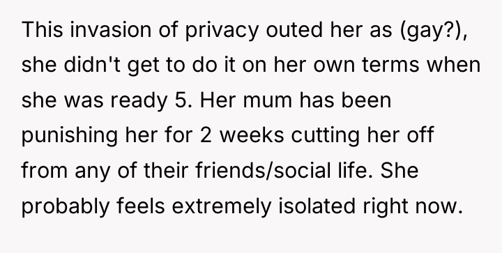 This invasion of privacy outed her as (gay?), she didn't...