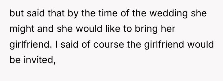 but said that by the time of the wedding she...